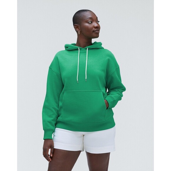 EVERLANE The Track Organic Cotton Hoodie Bright Jade Green Oversized NWT Sz S - Picture 3 of 8